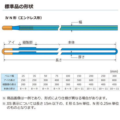 東レインターナショナル シグナルスリングHG SGE4N エンドレス形 6.3ton 幅75mm 長さ0.75m～5ｍ