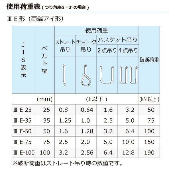 東レインターナショナル ポリエステルスリング PET3E 両端アイ形 0.8ton 幅25mm 長さ1m～10ｍ