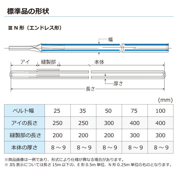 東レインターナショナル ポリエステルスリング PET3N エンドレス形 6.3ton 幅100mm 長さ1m～5ｍ