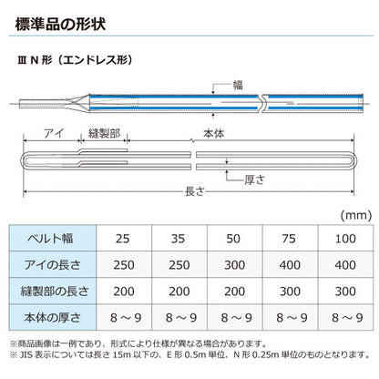東レインターナショナル ポリエステルスリング PET3N エンドレス形 1.6ton 幅25mm 長さ0.5m～5ｍ