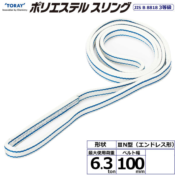 東レインターナショナル ポリエステルスリング PET3N エンドレス形 6.3ton 幅100mm 長さ1m～5ｍ