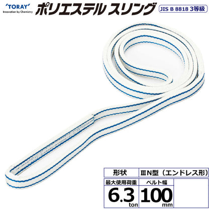 東レインターナショナル ポリエステルスリング PET3N エンドレス形 6.3ton 幅100mm 長さ1m～5ｍ