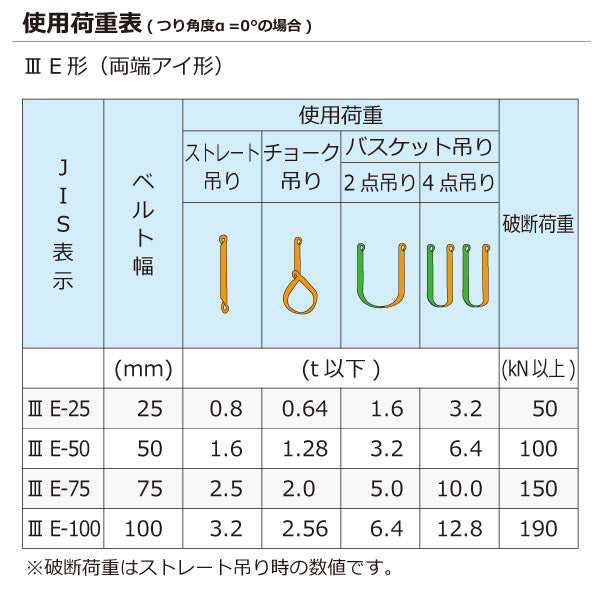 東レインターナショナル ナイロンスリング N3E 両端アイ形 0.8ton 幅25mm 長さ1m～10ｍ