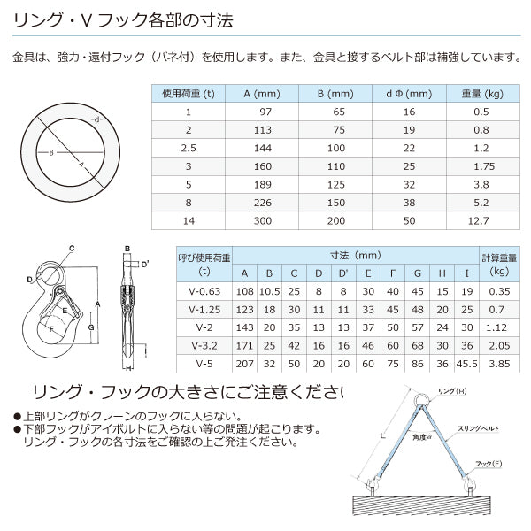 東レインターナショナル 金具付シグナルスリング KTRF 3点吊 4.5ton 幅50mm 長さ1m～3ｍ