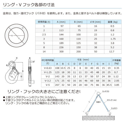 東レインターナショナル 金具付シグナルスリング KQRE 4点吊 2ton 幅25mm 長さ1m～3ｍ