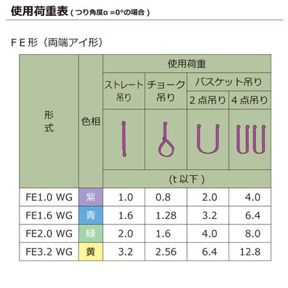 東レインターナショナル シライマルチスリングWG FE 両端アイ形 1ton 幅40mm 長さ1m～5ｍ