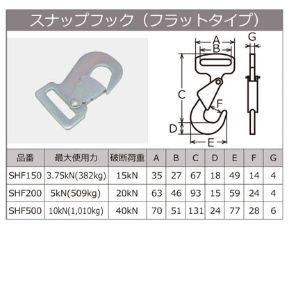 東レインターナショナル 黒ベルタイト ラチェットバックル RK-35B スナップフックフラットタイプ付