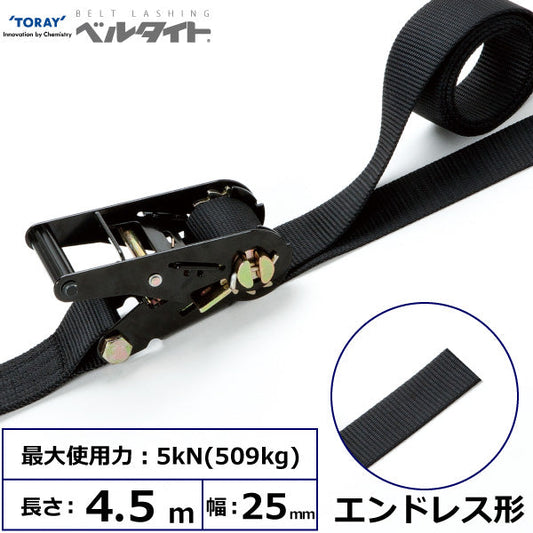東レインターナショナル 黒ベルタイト ラチェットバックル RN-25MB エンドレス形
