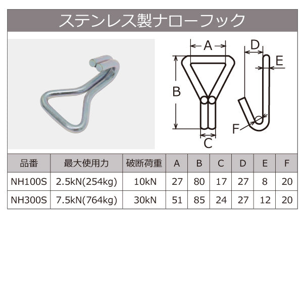 東レインターナショナル ベルタイト ステンレス製ラチェットバックル RK-50LS ステンレス製ナローフック付