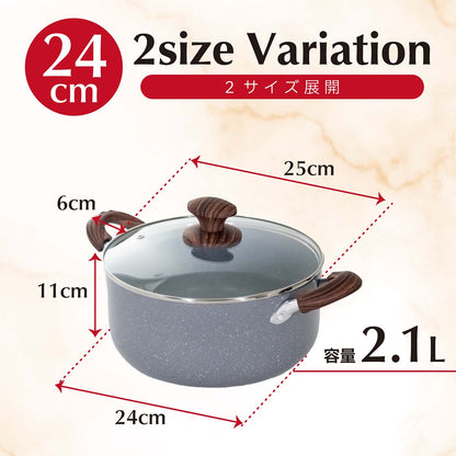 every U. Marble Chef　ストーンマーブル加工両手鍋 24cm