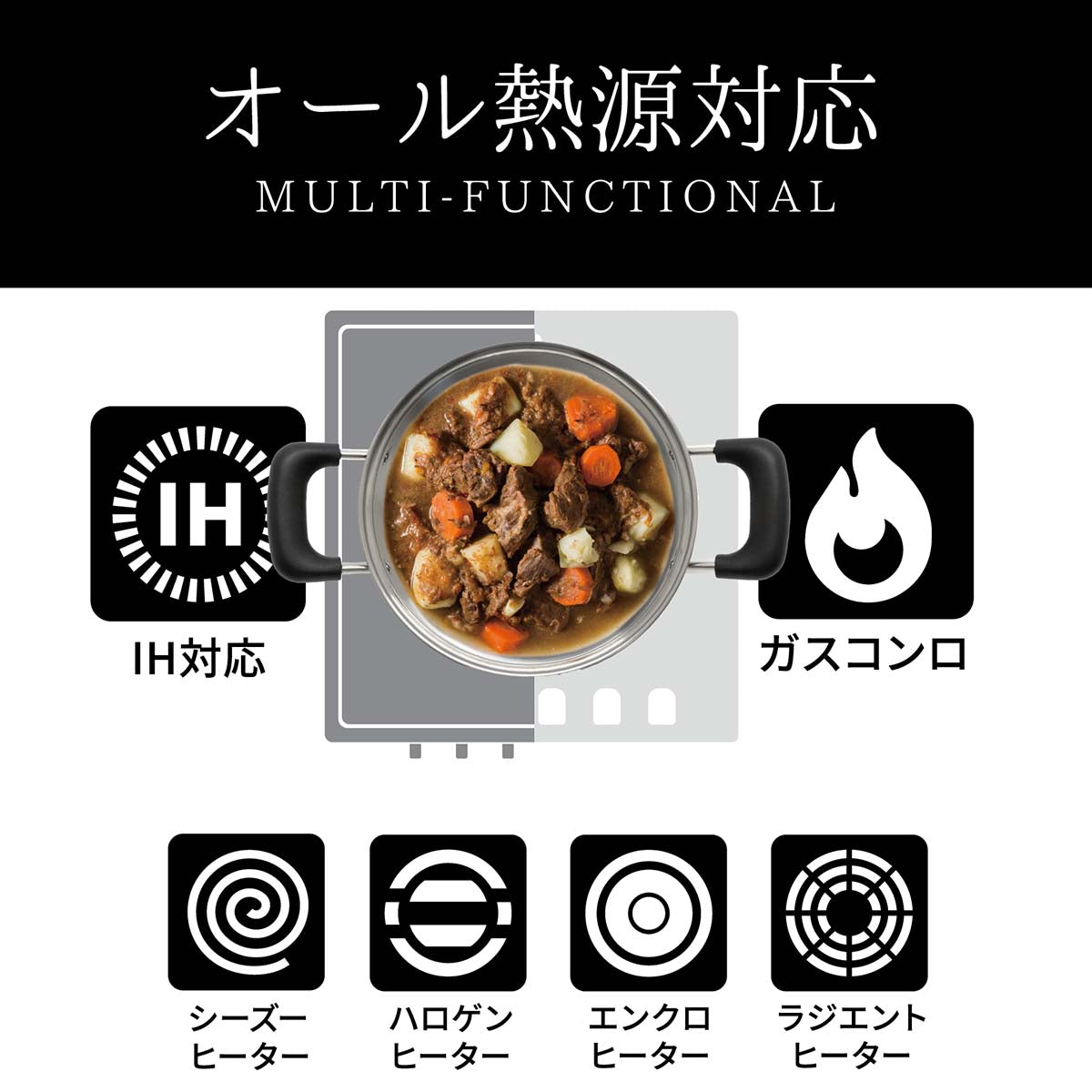 every U.　両手鍋 22cm　目皿付き