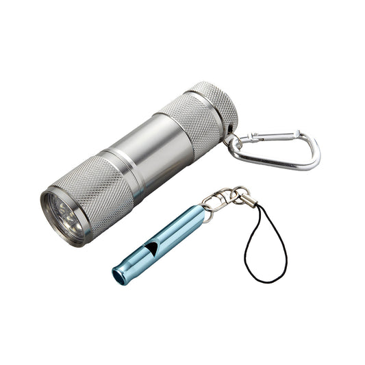 防災用品　ミニホイッスル付LEDライト　ブルー