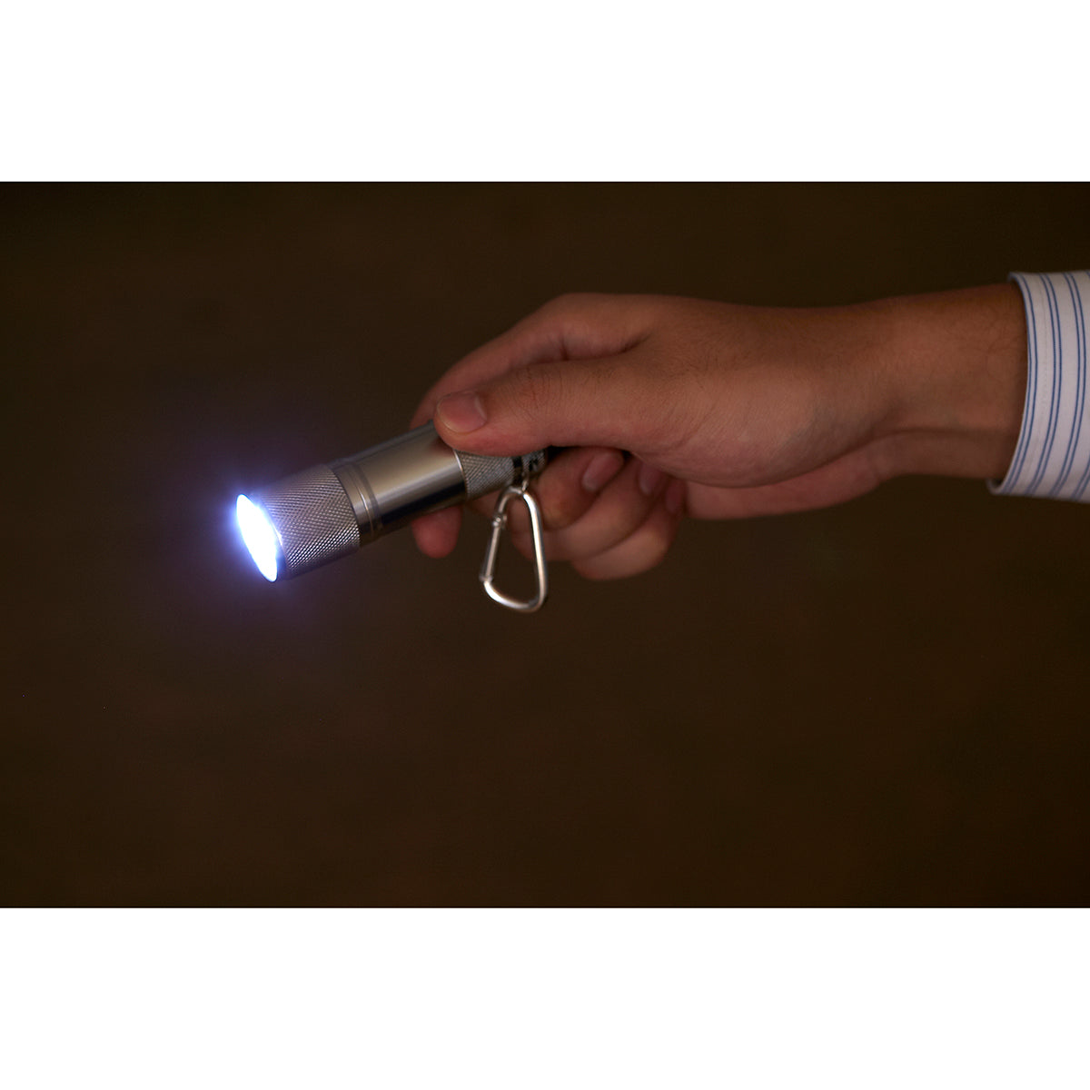 防災用品　ミニホイッスル付LEDライト　ピンク