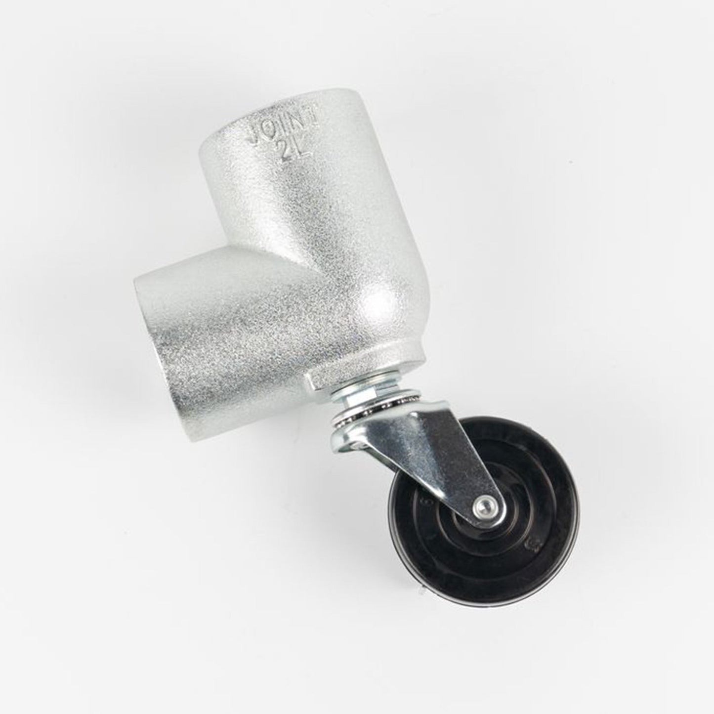 単管用ジョイント金具　Sタイプ　中キャスター付き　エルボ型