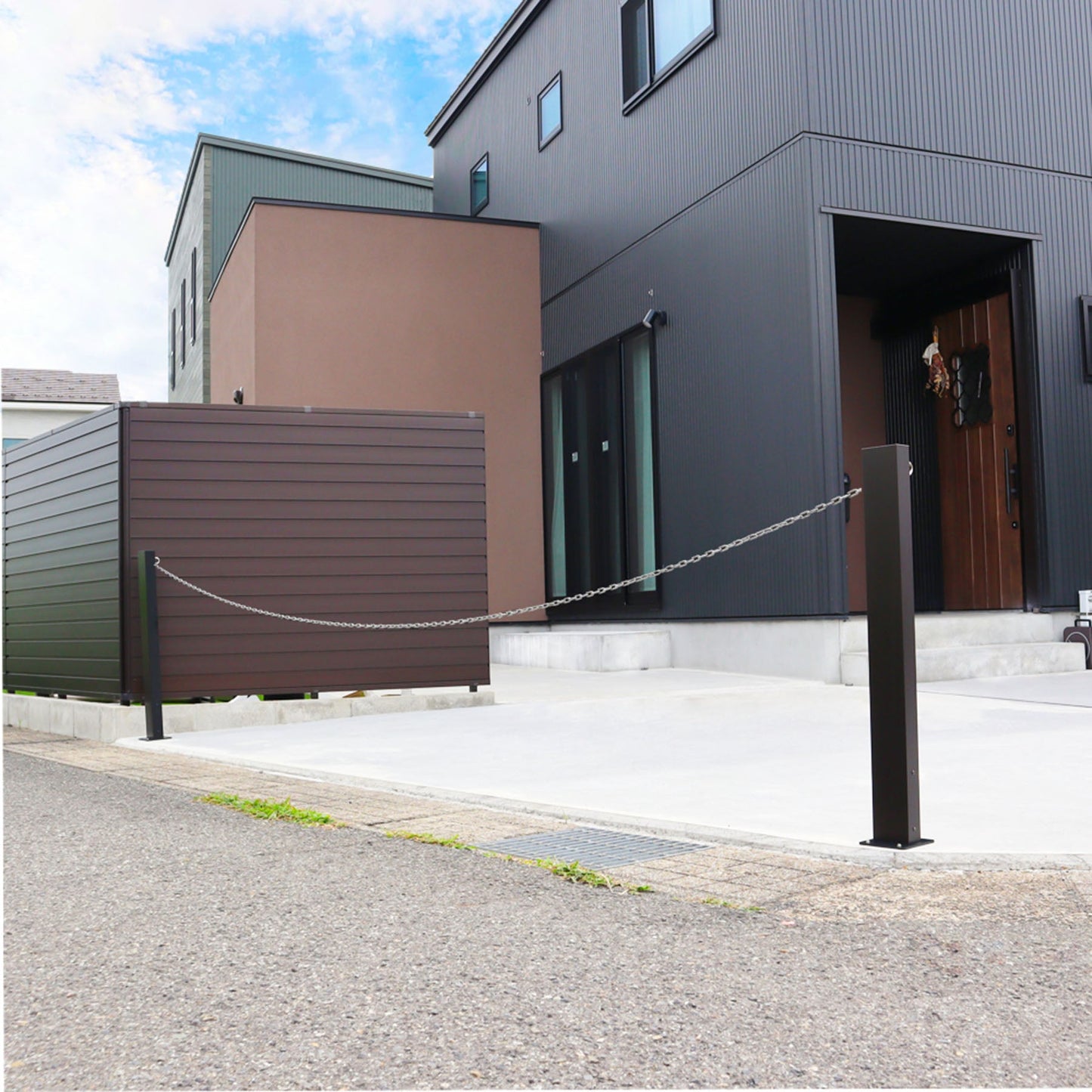 コーナーポールチェーン受けあり（ステン）