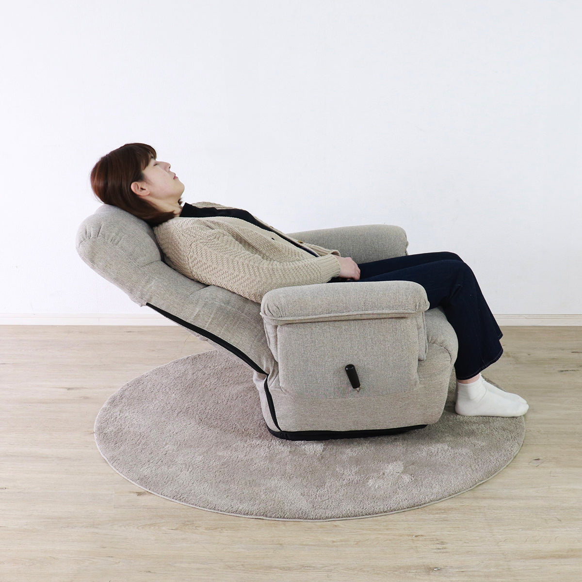 回転高座椅子　ミュート　ワイド　折り畳み式　アイボリー