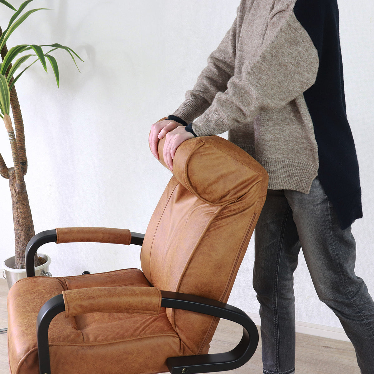 回転リクライニングチェア　フレッソ２　ダークブラウン