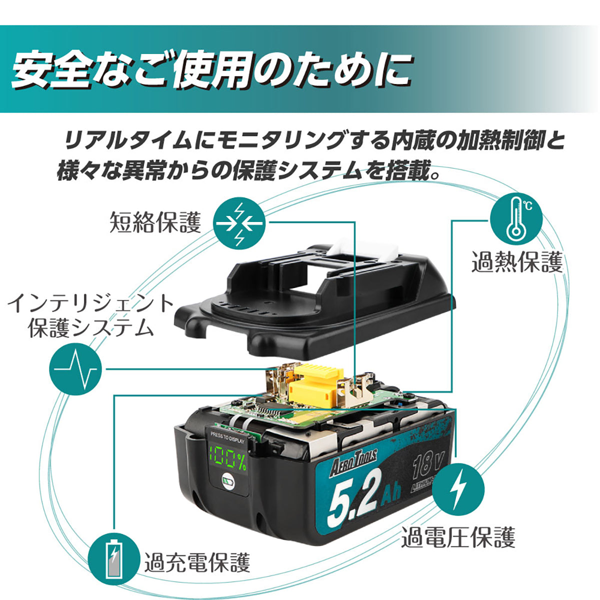 AERO TOOLS 電動工具用バッテリー 18V 5.2Ah