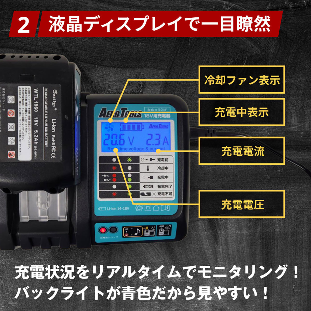 AERO TOOLS バッテリー充電器 DC18V