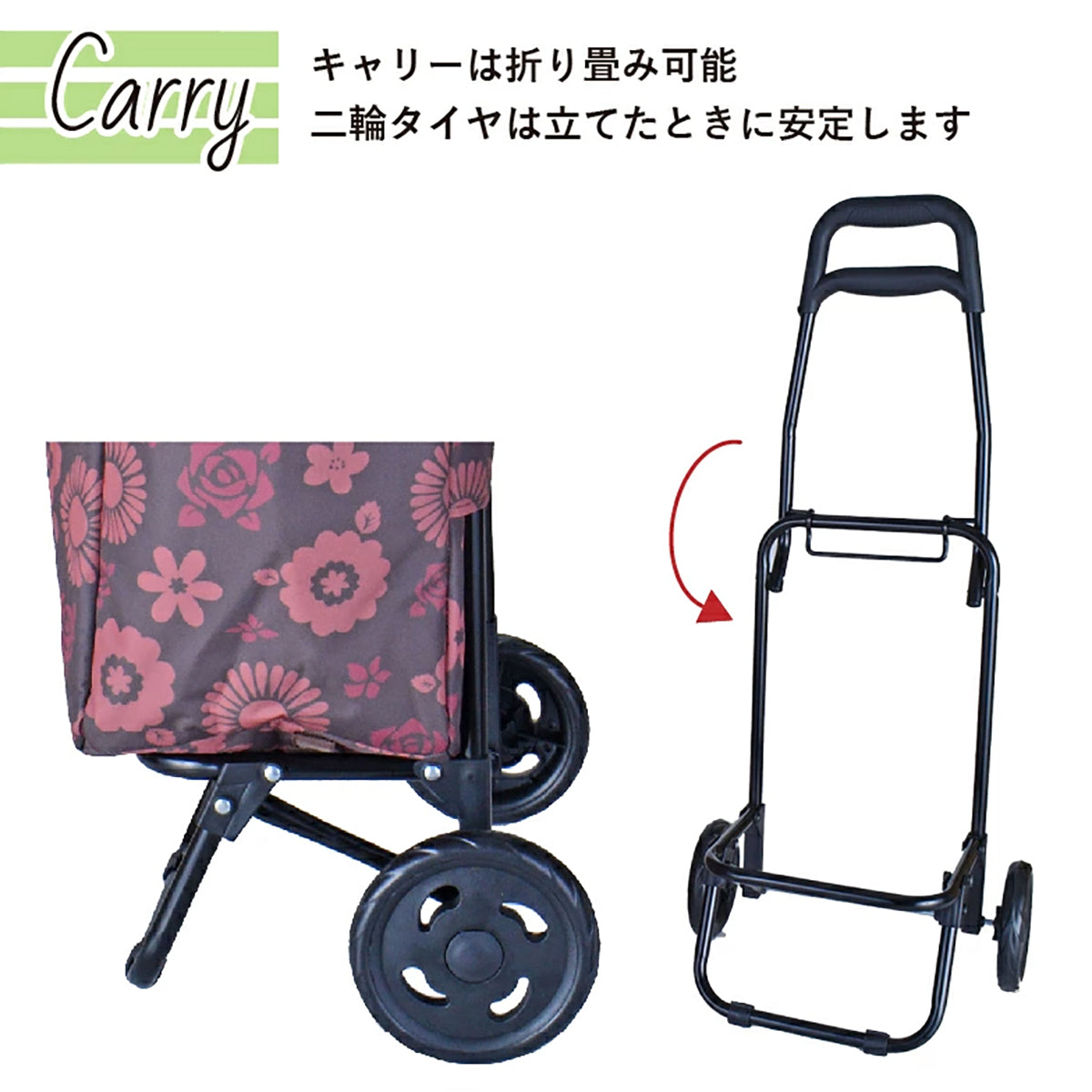 SAXON cue 2way ミレイユ 2輪 ショッピングキャリーバッグ 5246 黒/花