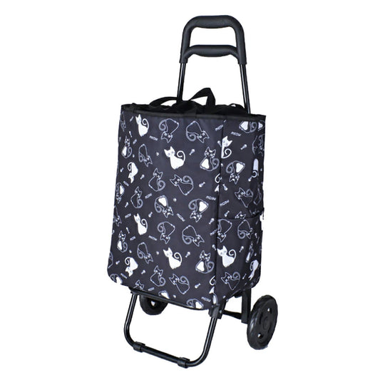 SAXON cue 2way ミレイユ 2輪 ショッピングキャリーバッグ 5246 黒/猫