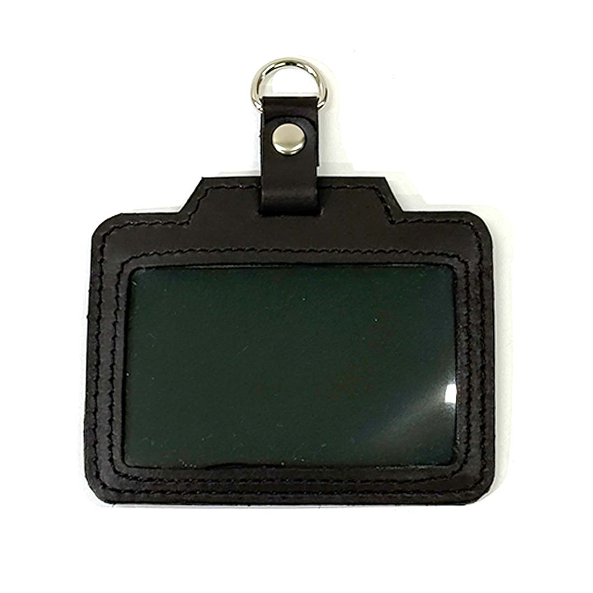 【革鳴】ＩＤカードホルダー（横型・茶・クロム革）