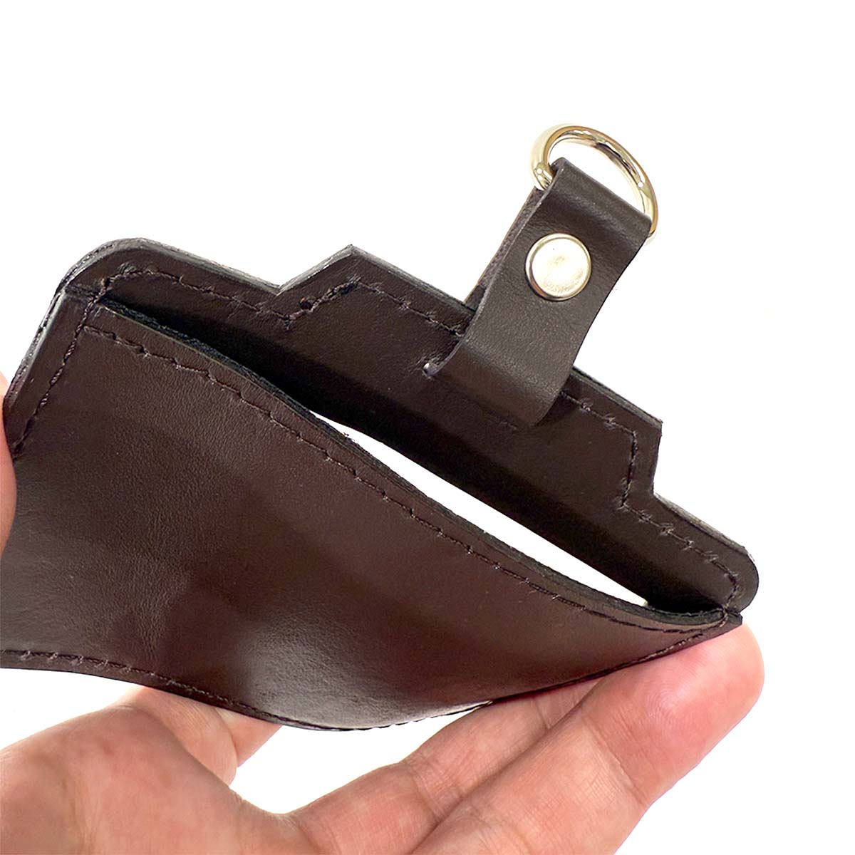 【革鳴】ＩＤカードホルダー（横型・茶・クロム革）