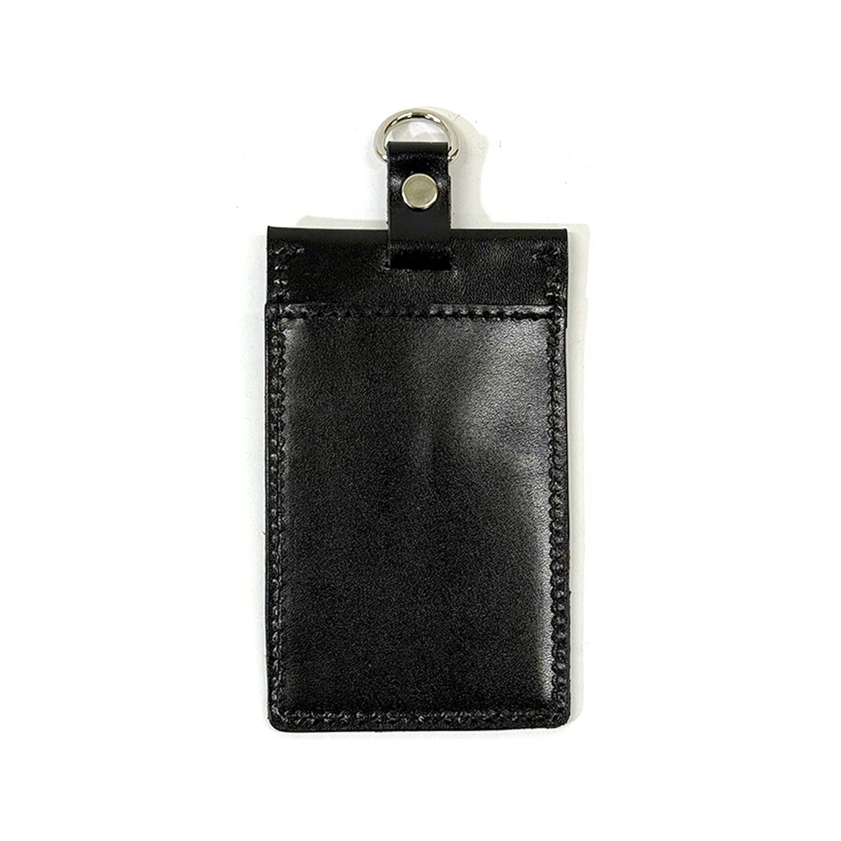 【革鳴】ＩＤカードホルダー（縦型・黒・タンニン革）