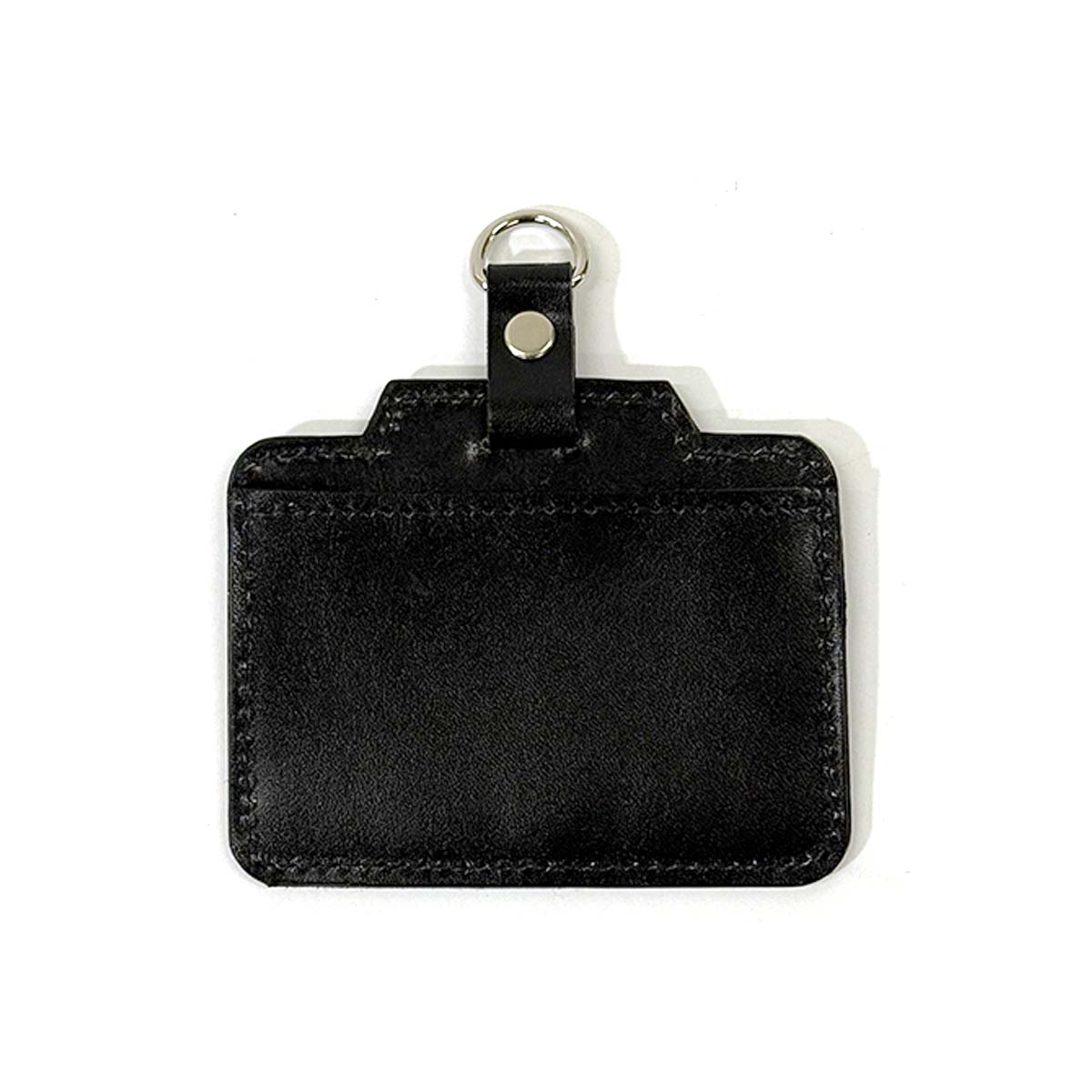 【革鳴】ＩＤカードホルダー（横型・黒・タンニン革）