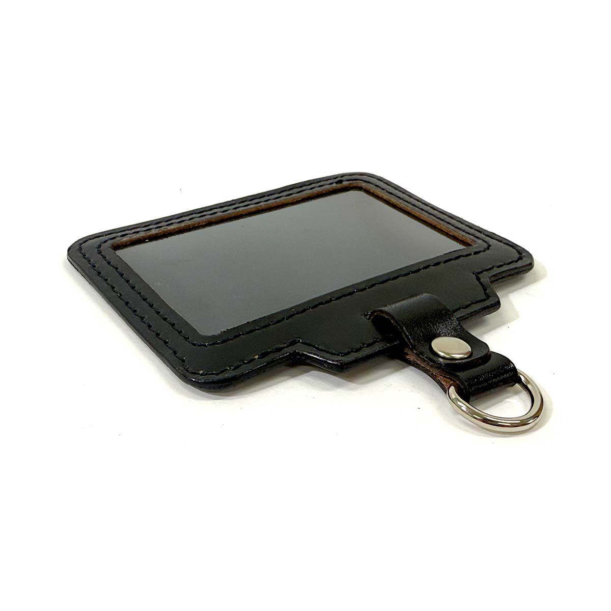 【革鳴】ＩＤカードホルダー（横型・黒・タンニン革）