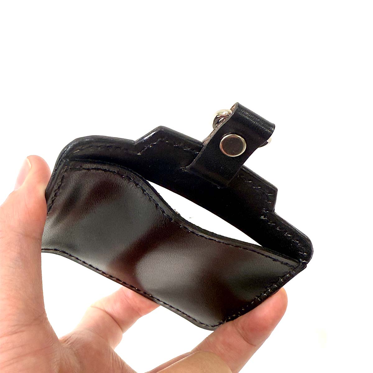 【革鳴】ＩＤカードホルダー（横型・黒・タンニン革）