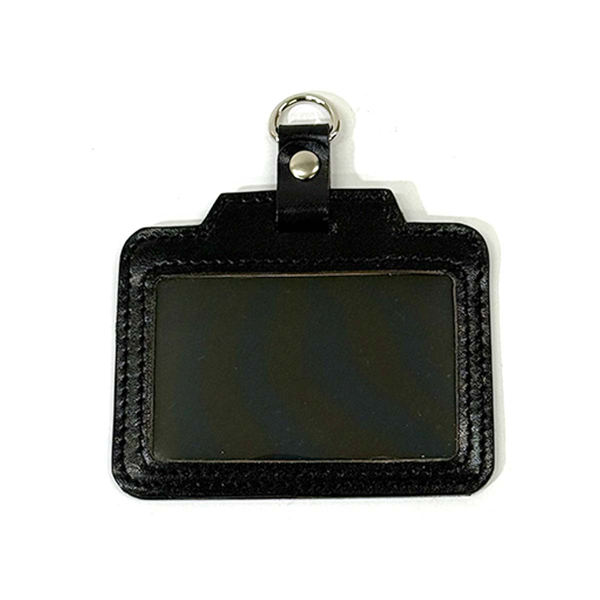 【革鳴】ＩＤカードホルダー（横型・黒・タンニン革）