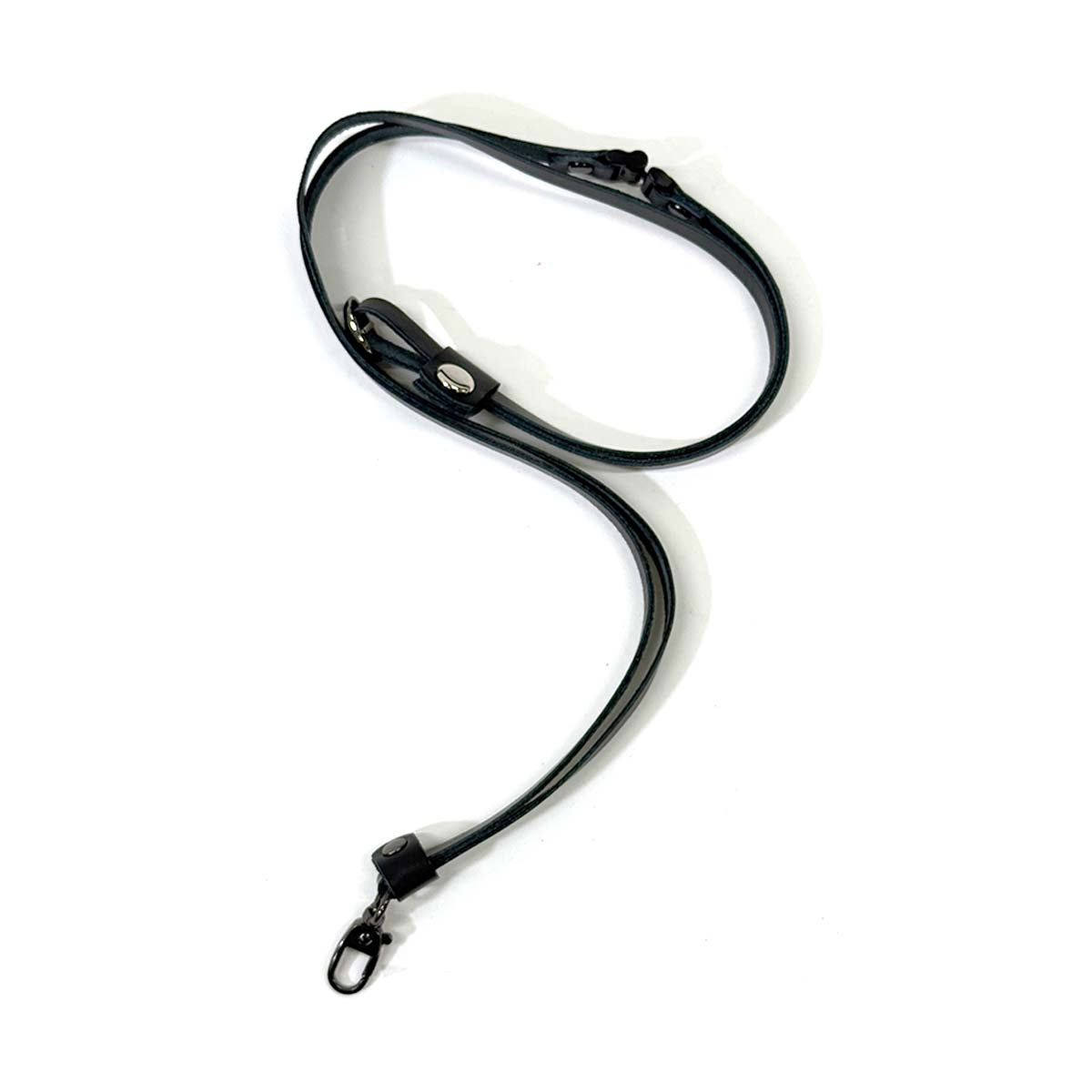 【革鳴】ＩＤカードホルダー用ストラップ（黒・クロム革）