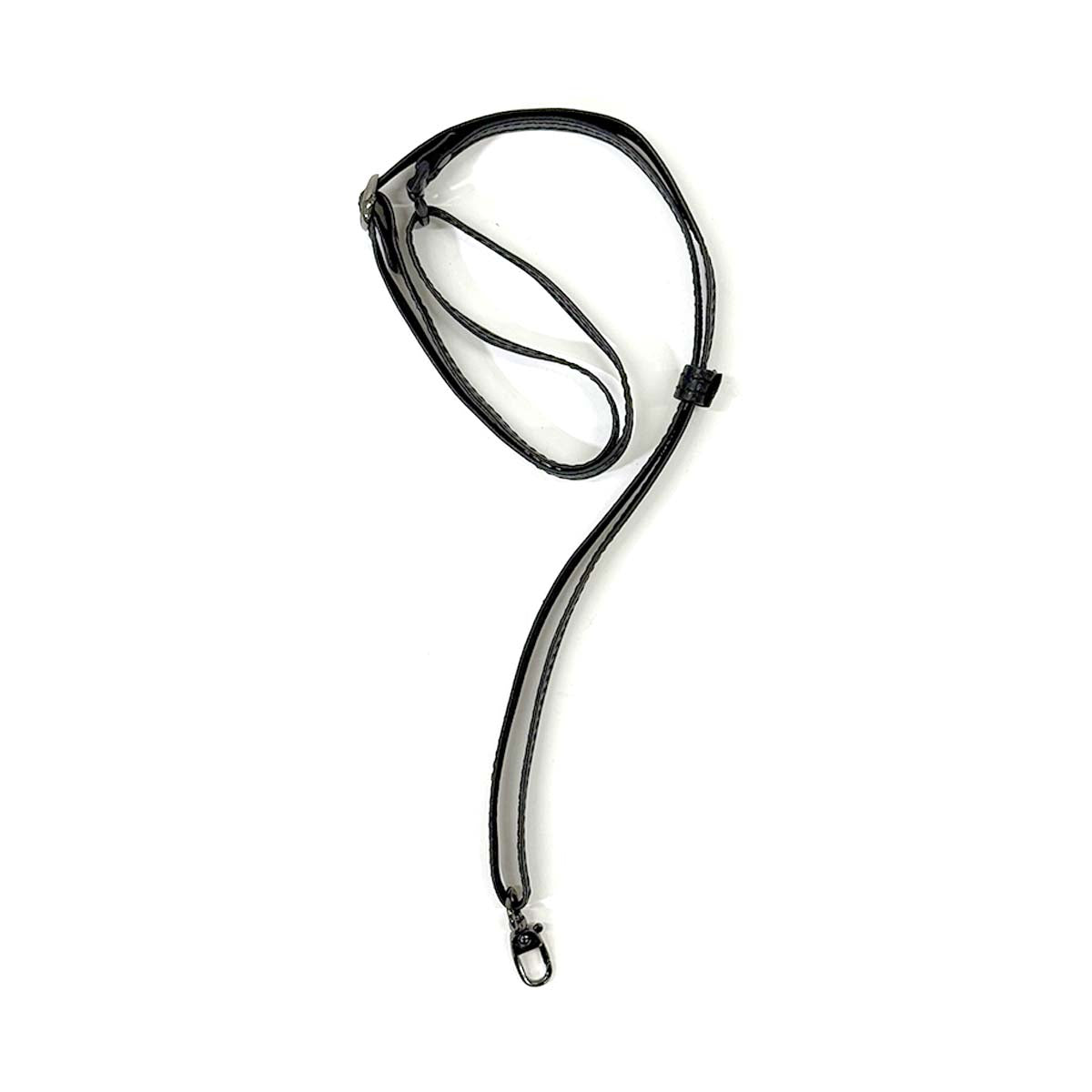 【革鳴】ＩＤカードホルダー用特製ストラップ（黒・タンニン革）