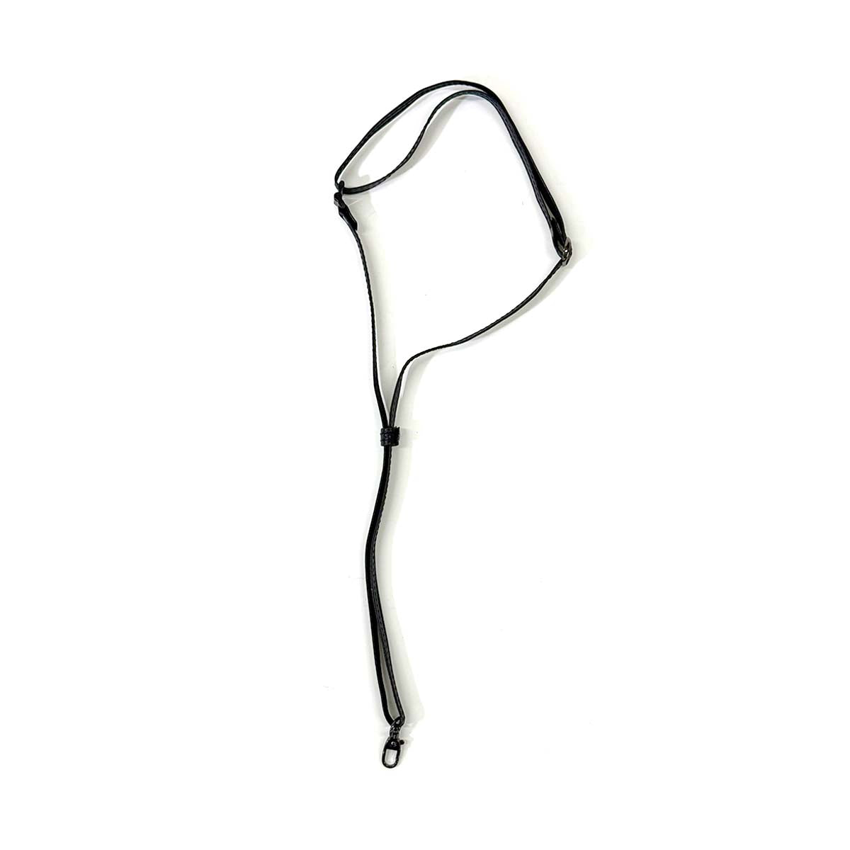 【革鳴】ＩＤカードホルダー用特製ストラップ（黒・タンニン革）
