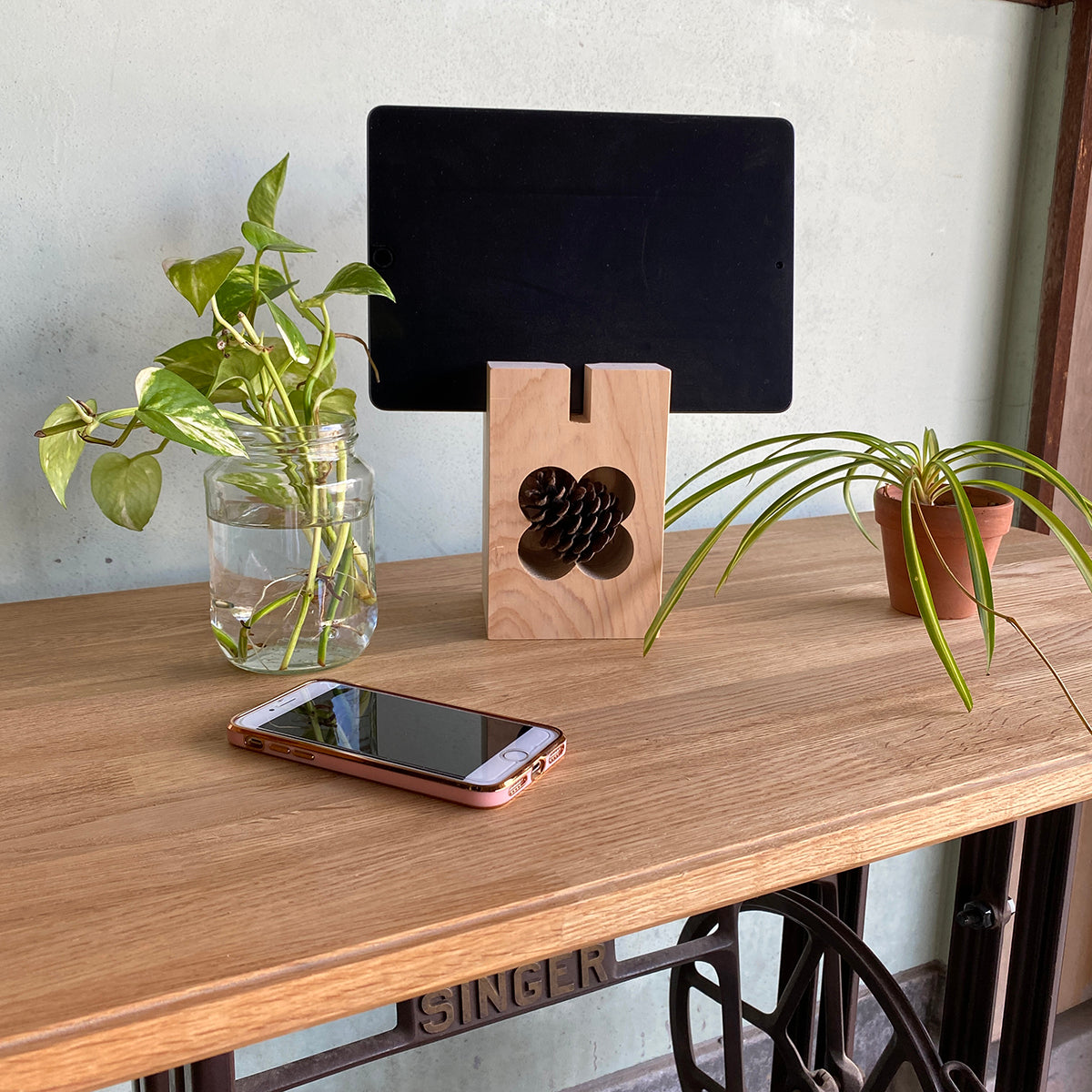 もこん炉　スマホスタンド　植木スタンド　M