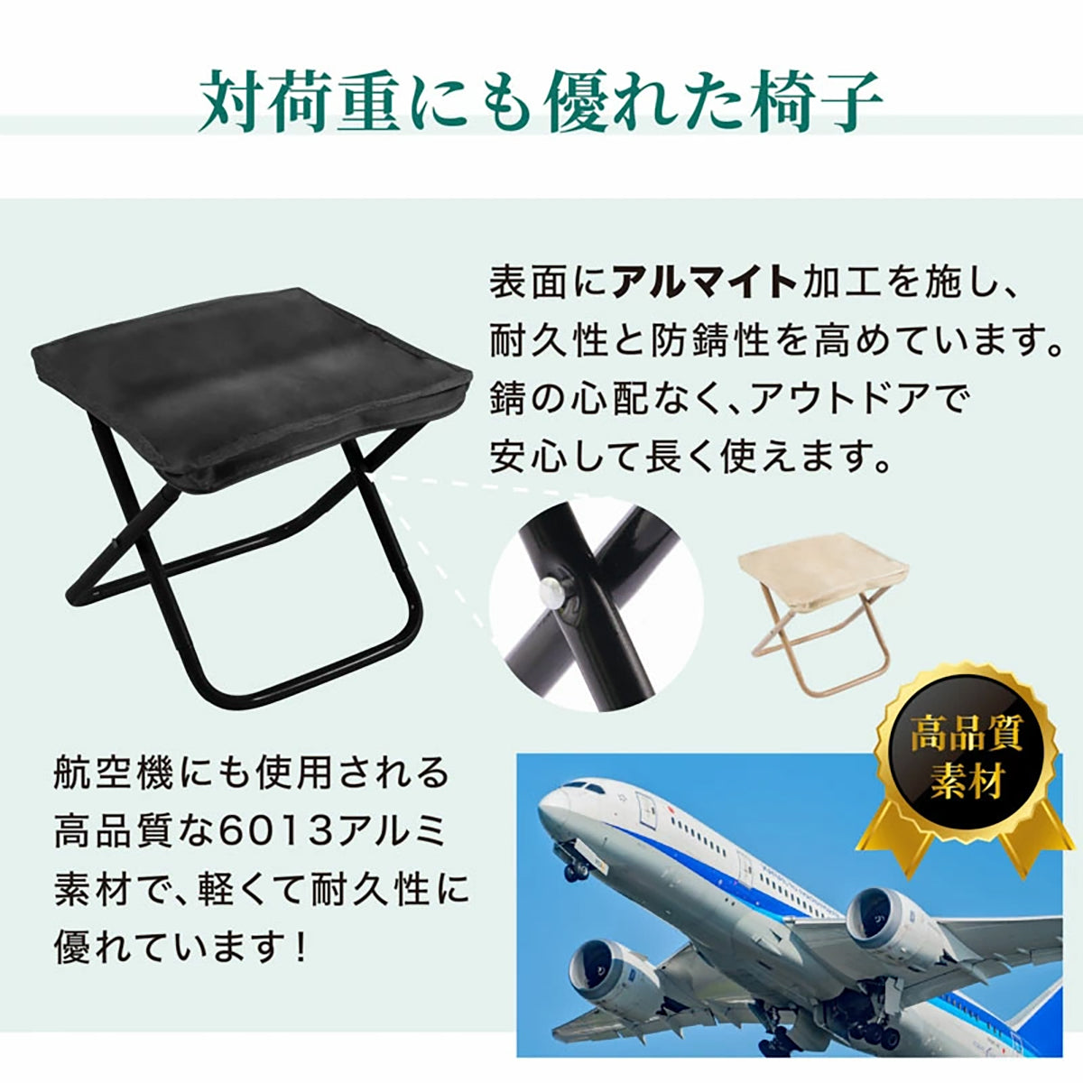 折りたたみチェア 軽量 携帯アウトドア椅子 キャンプ・釣り・行列待ち・スポーツ観戦用　サンド