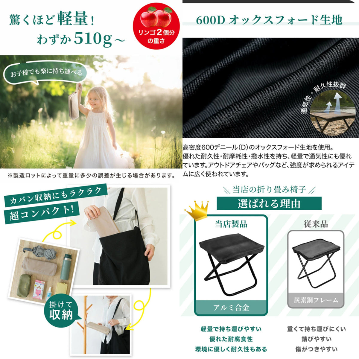 折りたたみチェア 軽量 携帯アウトドア椅子 キャンプ・釣り・行列待ち・スポーツ観戦用　サンド