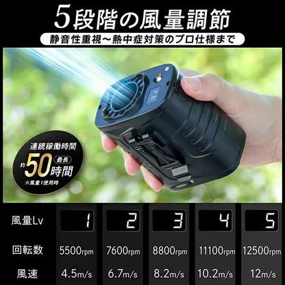 腰掛け扇風機 10000mAh 超大容量 5段階風量 ベルトファン ハンズフリー 小型 強風 静音 作業用・アウトドア用