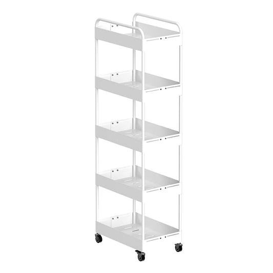 幅18.5〜27cm調整 ワイドチェンジストッカー（5段）隙間フィット・スチール製・キャスター付き ホワイト