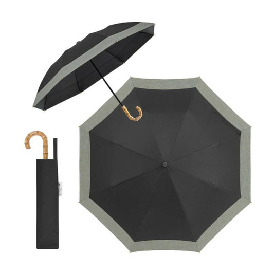 自動開閉 折りたたみ傘 晴雨兼用 遮光100％ UVカット 軽量 耐風 (ブラック×杢グレージュ)