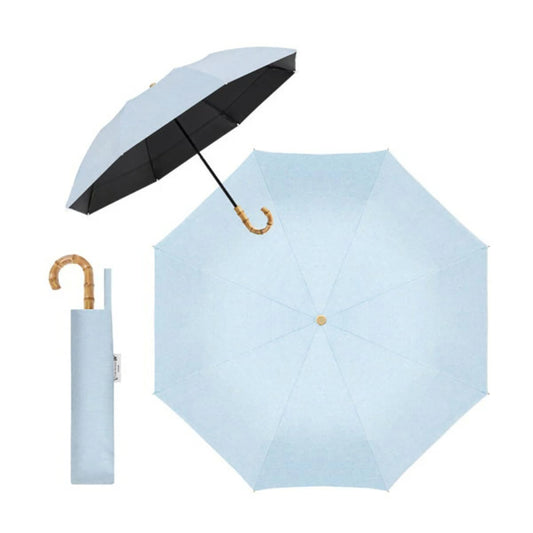 自動開閉 折りたたみ傘 晴雨兼用 遮光100％ UVカット 軽量 耐風 (杢ブルー)