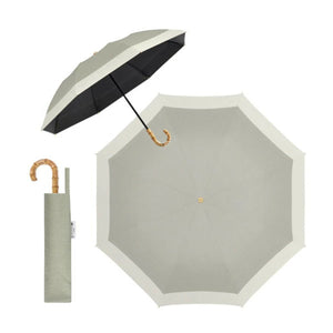 自動開閉 折りたたみ傘 晴雨兼用 遮光100％ UVカット 軽量 耐風 (杢グレージュ×アイボリー)