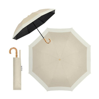 自動開閉 折りたたみ傘 晴雨兼用 遮光100％ UVカット 軽量 耐風 (杢スキン×アイボリー)