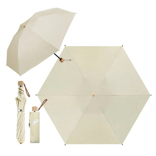 超軽量 折りたたみ傘 晴雨兼用 UV対策 天然木グリップ 2WAY収納 カラビナ付き (杢スキン)