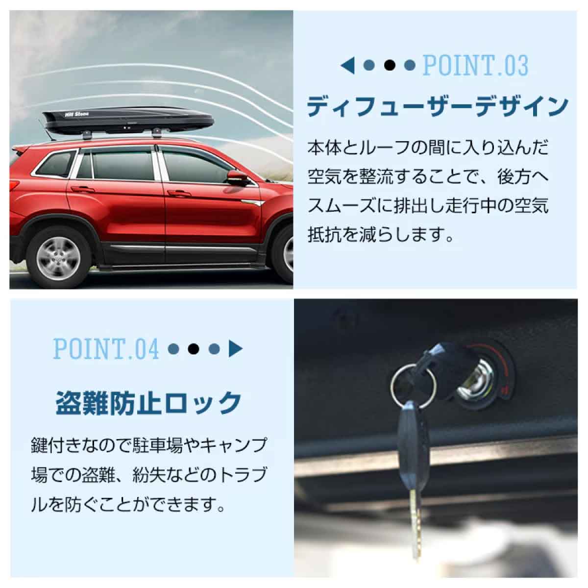 ルーフボックス 両方開閉 450L ブラック