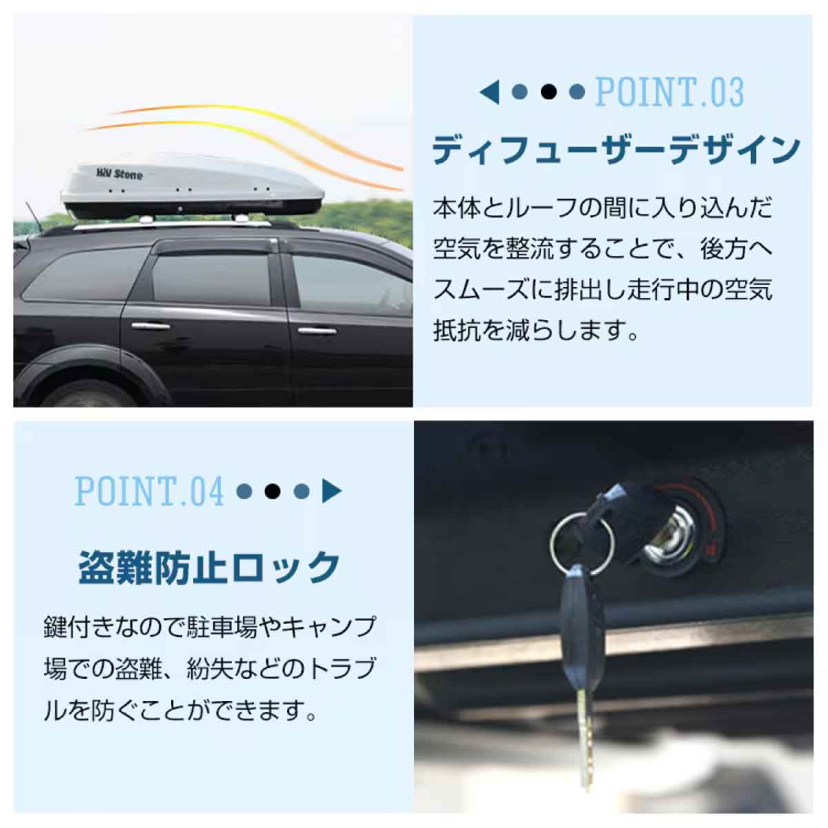 ルーフボックス 両方開閉 300L ホワイト