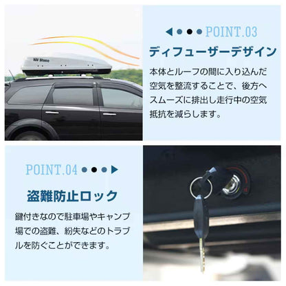 ルーフボックス 両方開閉 300L ホワイト