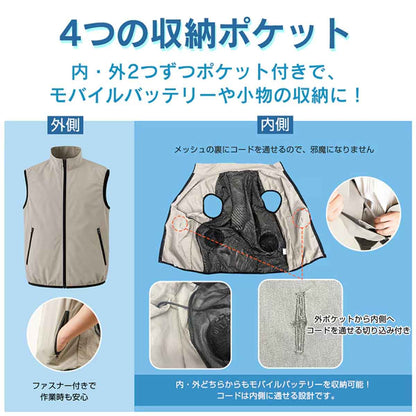 空調ベスト ファン付き バッテリー無し ネイビー M/L/XL