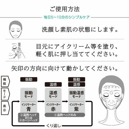 美顔器 目元 口元 振動 温熱 光エステ アイケア マッサージ フェイスの細部専用美顔器 高速パッティング 温熱ケア プッシュケア
